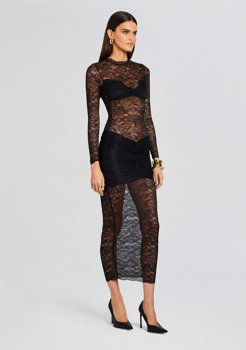 Ellie Lace Midi Dress by Mother of All in Black, product image 3