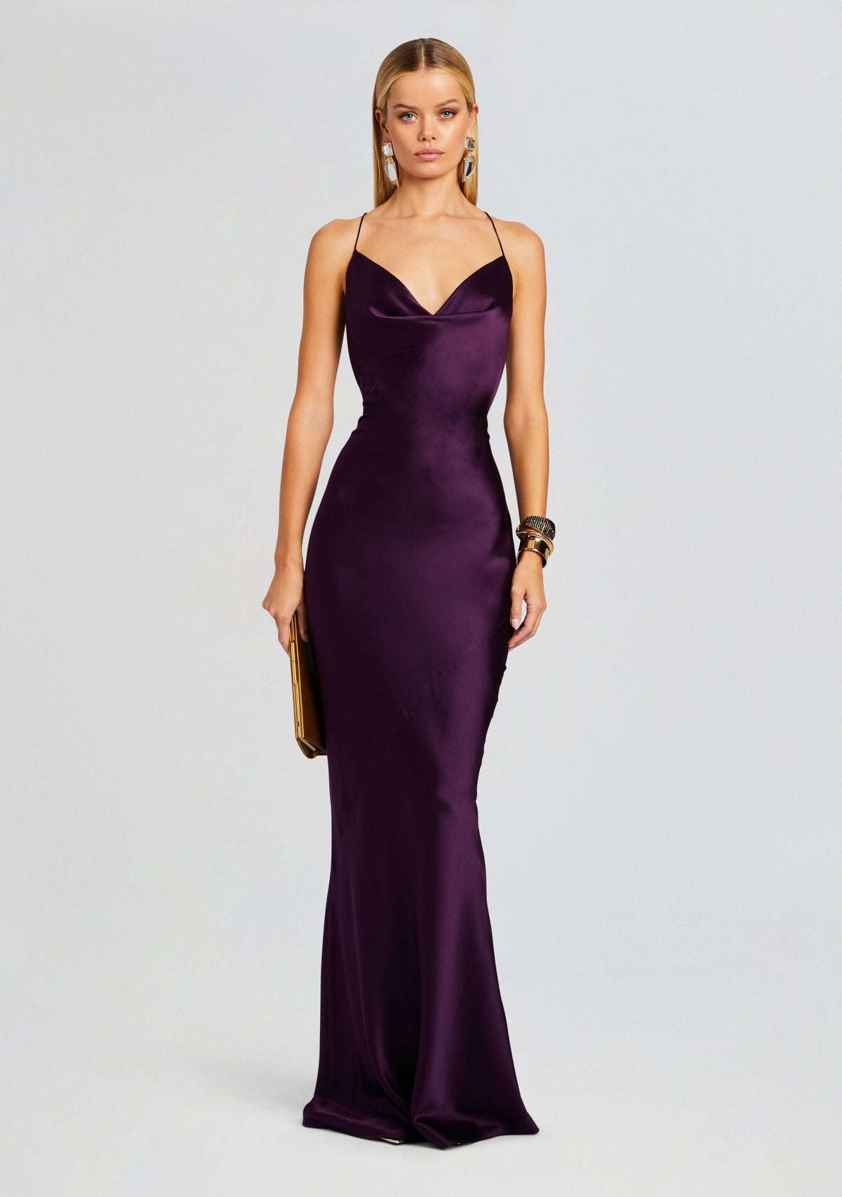 Massimo Silk Gown by SEROYA in Eggplant, product image 1