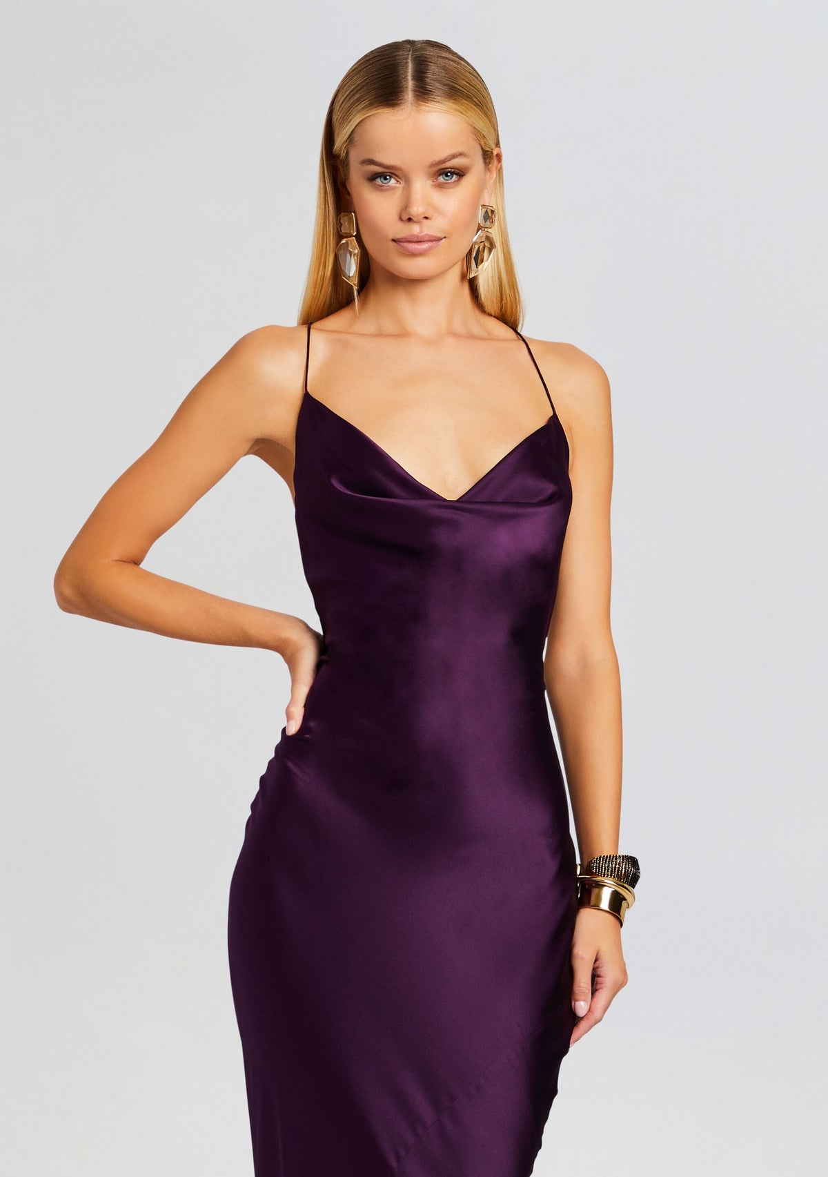 Massimo Silk Gown by SEROYA in Eggplant, product image 5