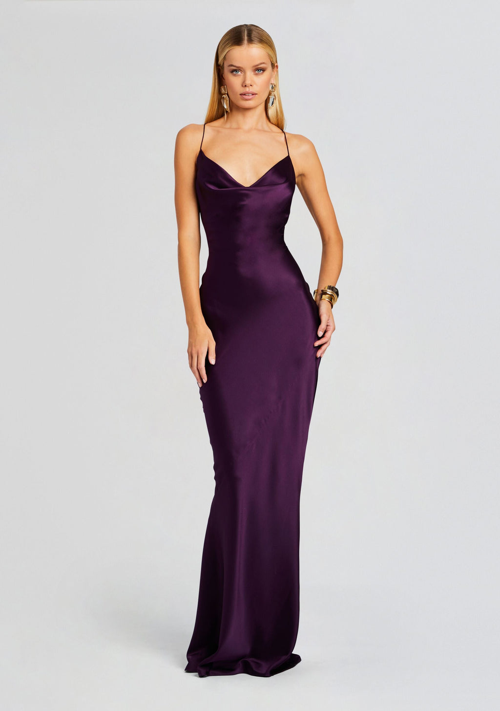 Massimo Silk Gown by SEROYA in Eggplant, product image 4