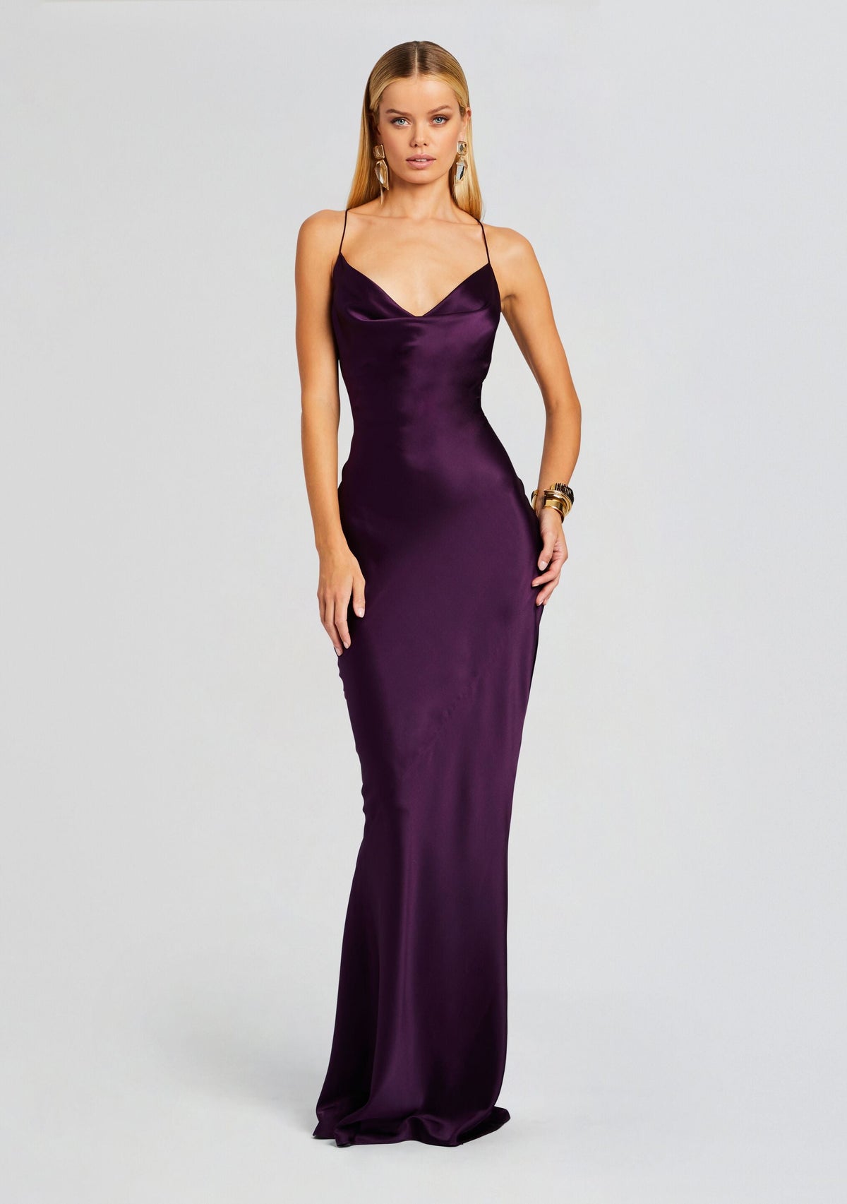 Massimo Silk Gown by SEROYA in Eggplant, product image 4