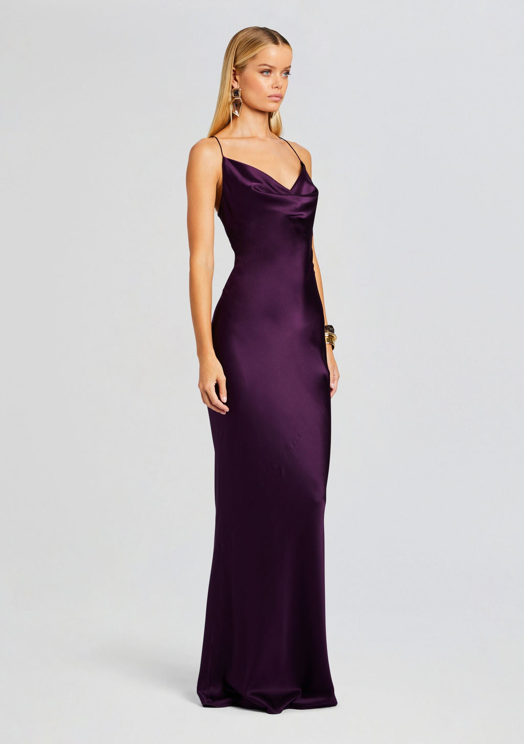 Massimo Silk Gown by SEROYA in Eggplant, product image 3