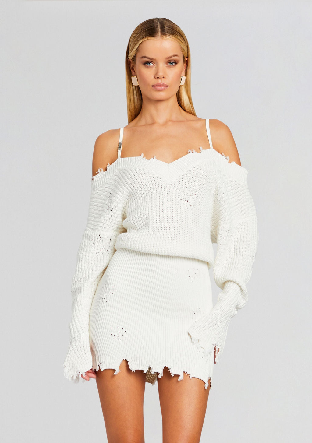 Maude Sweater Dress by SEROYA in Winter White, product image 5