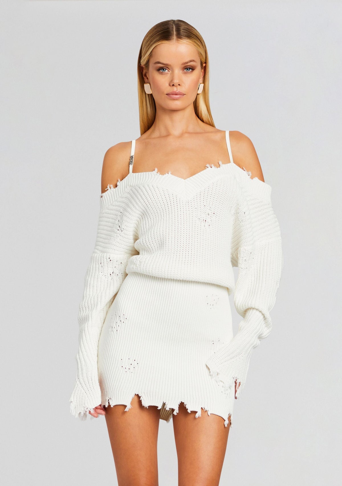 Maude Sweater Dress by SEROYA in Winter White, product image 5
