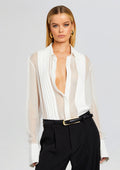 Meghan Panelled Silk Blouse by Sans Faff in White, product image 1