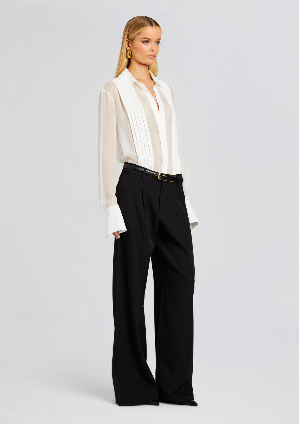 Meghan Panelled Silk Blouse by Sans Faff in White, product image 3