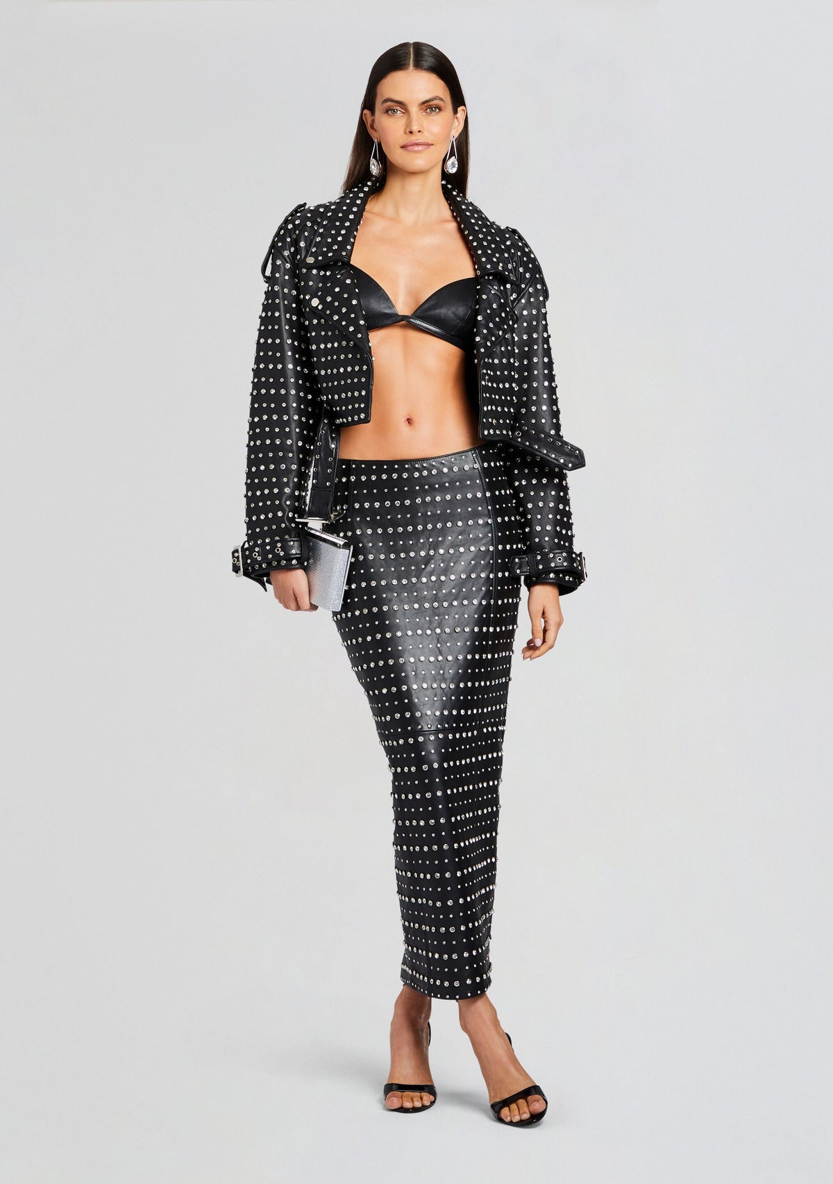 Mora Embellished Leather Jacket by retrofête in Black, product image 6