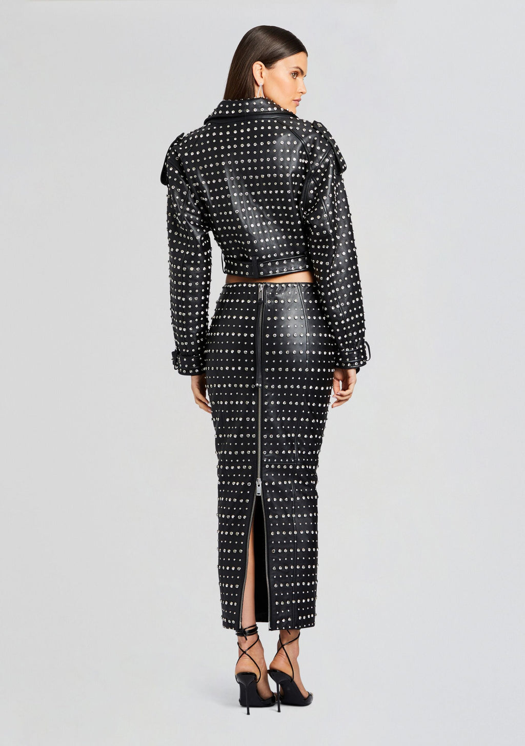 Mora Embellished Leather Jacket by retrofête in Black, product image 4