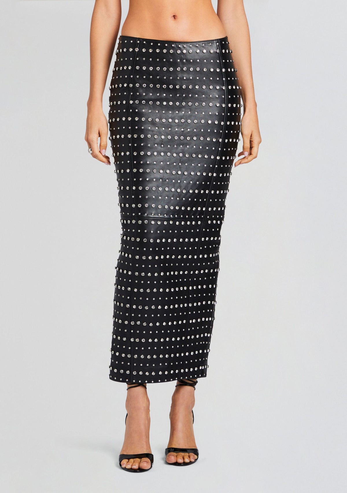 Whitley Embellished Leather Skirt by retrofête in Black, product image 1