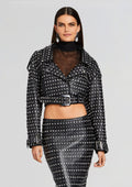 Mora Embellished Leather Jacket by retrofête in Black, product image 1