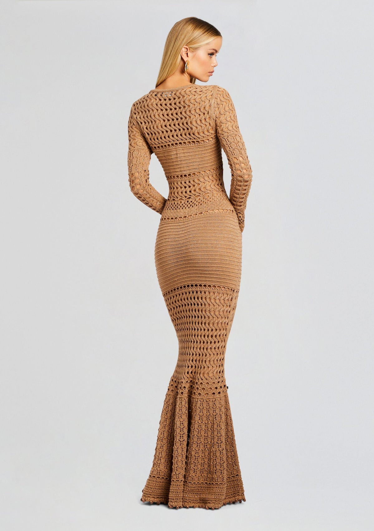 Sereno Metallic Crochet Dress by retrofête in Metallic Nude Bronze, product image 4
