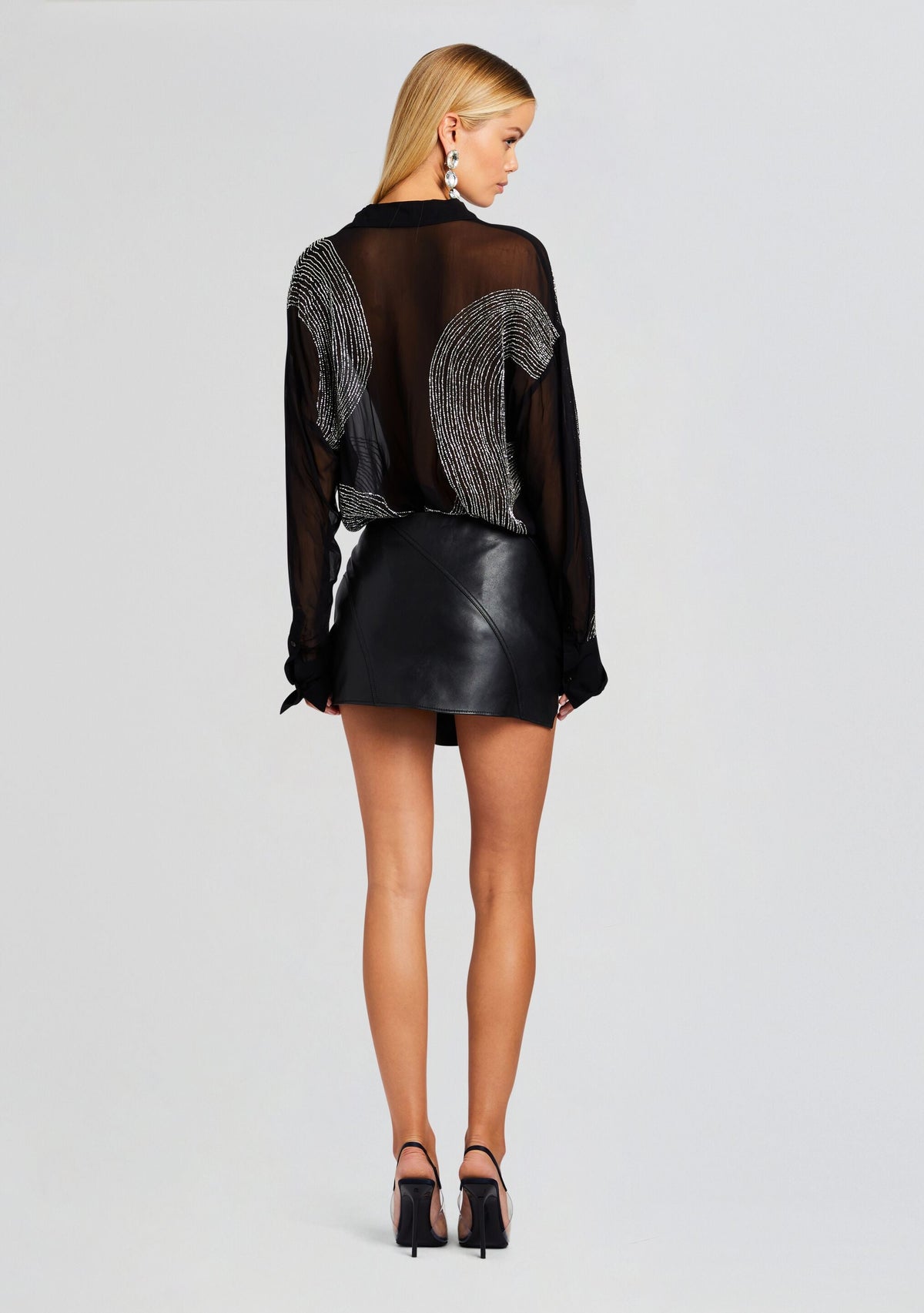Siren Embellished Shirt by retrofête in Black/Silver, product image 4