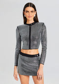 Aero Embellished Knit Jacket by retrofête in Black/Silver, product image 1