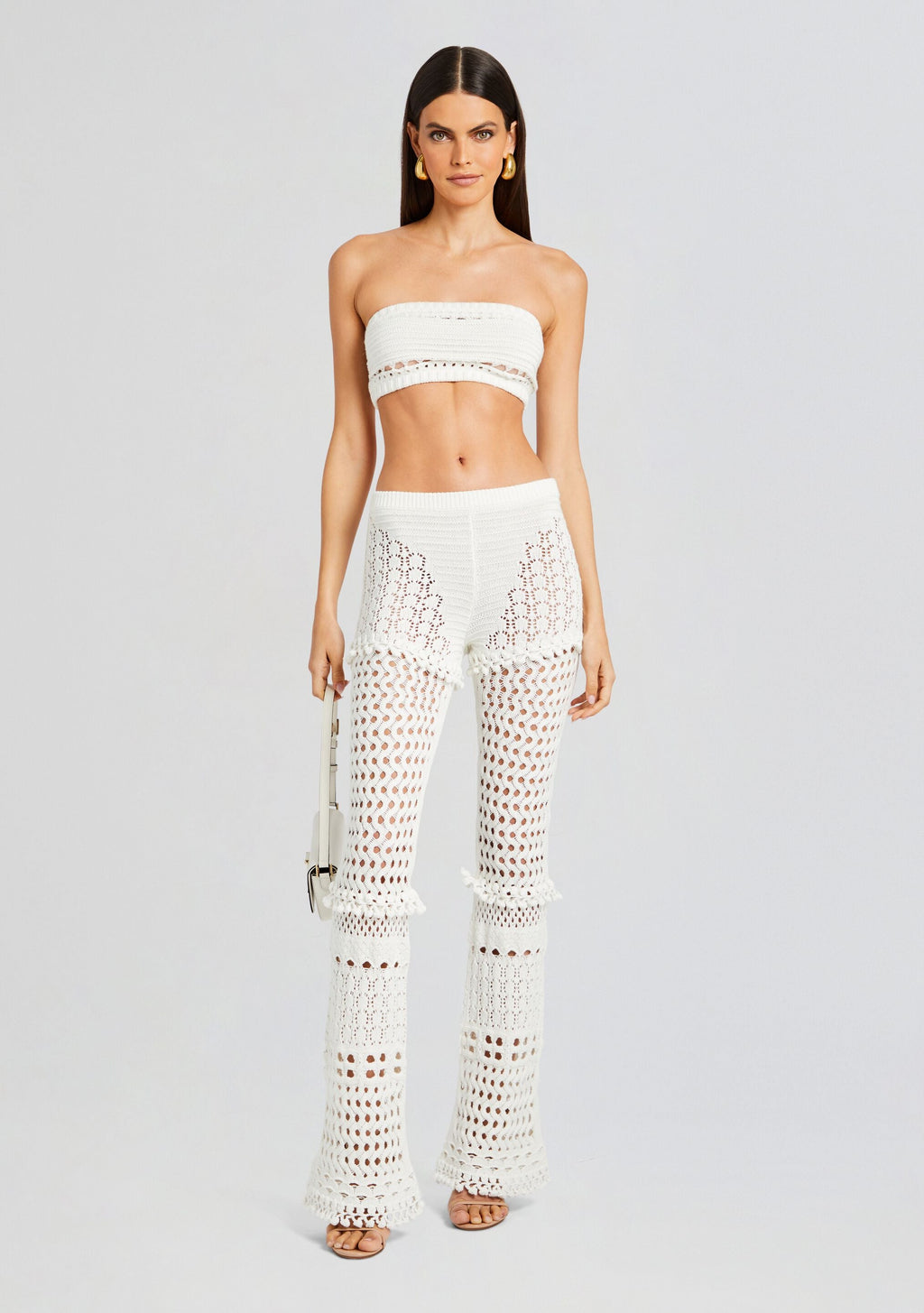 Luiz Knit Crochet Top by retrofête in Iridescent White, product image 5