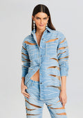 Avani Embellished Denim Shirt by retrofête in Bondi, product image 1