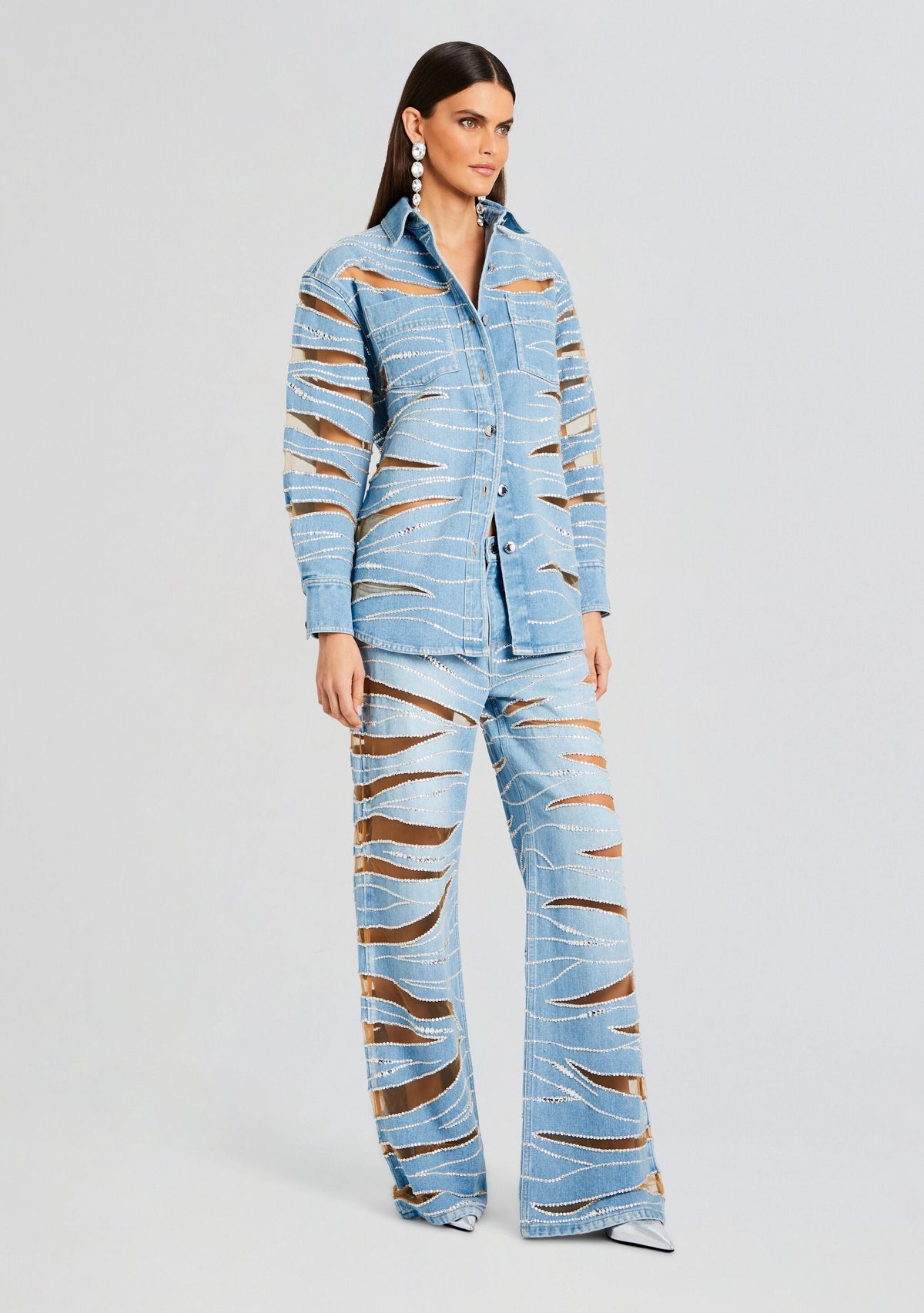 Avani Embellished Denim Shirt by retrofête in Bondi, product image 3