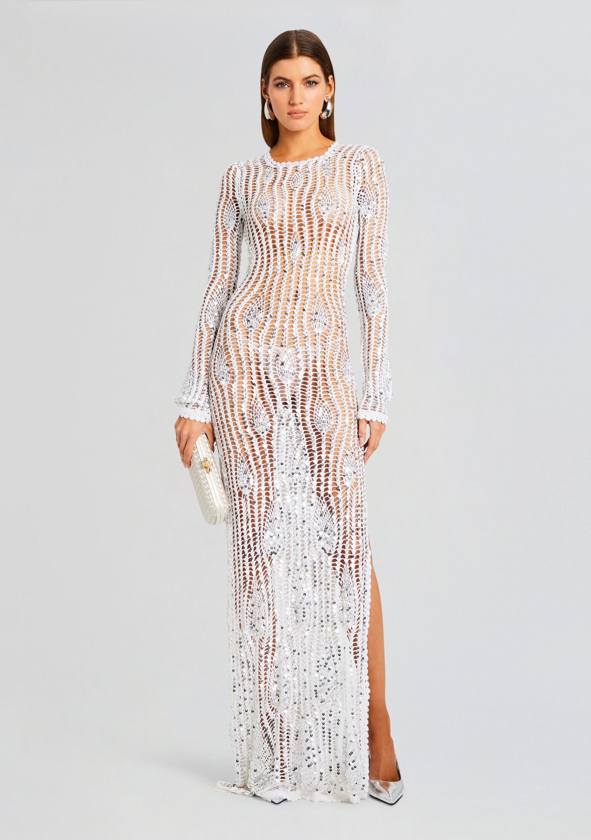 Cherri Sequin Crochet Dress by retrofête in White, product image 1