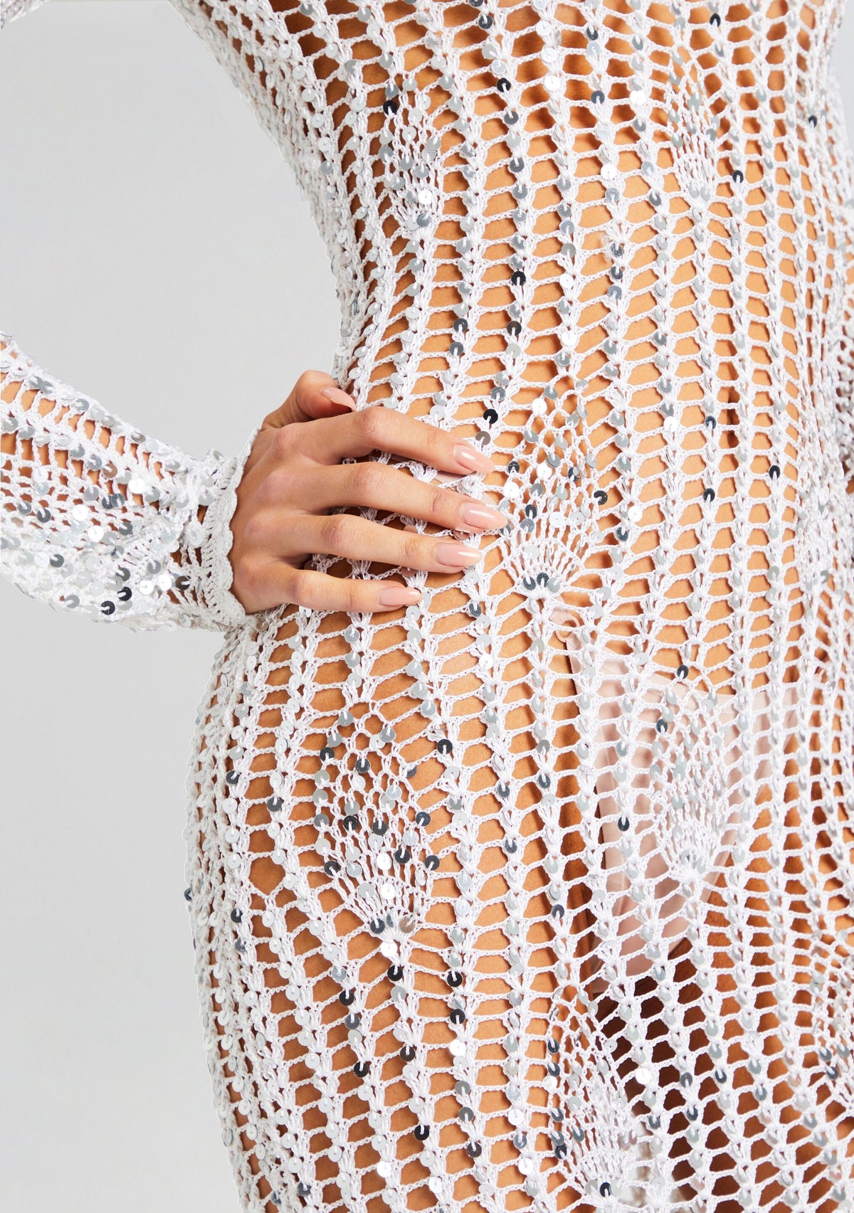 Cherri Sequin Crochet Dress by retrofête in White, product image 2