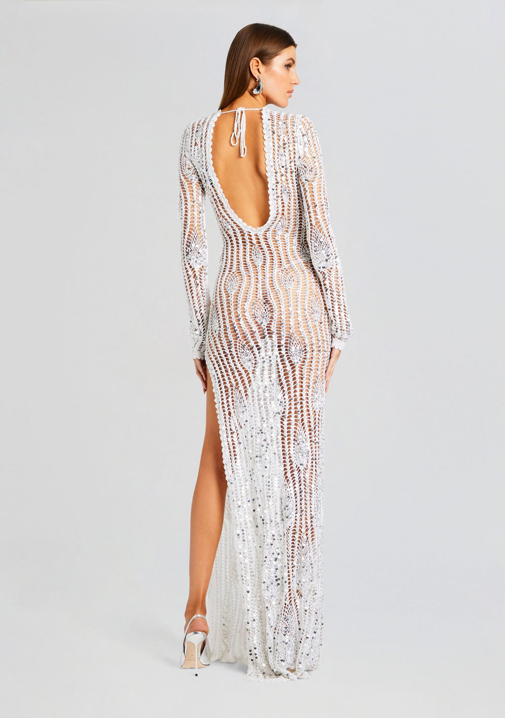 Cherri Sequin Crochet Dress by retrofête in White, product image 4