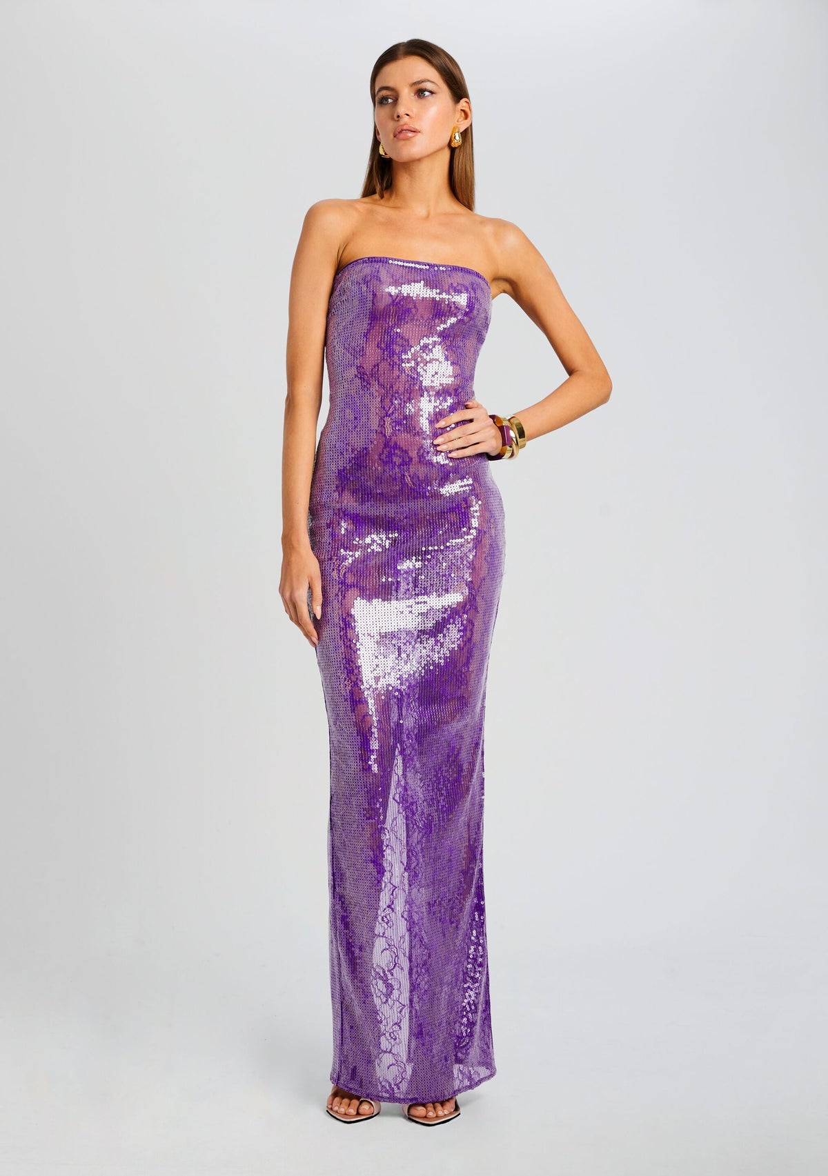 Lucia Sequin Lace Dress by retrofête in Amethyst, product image 5
