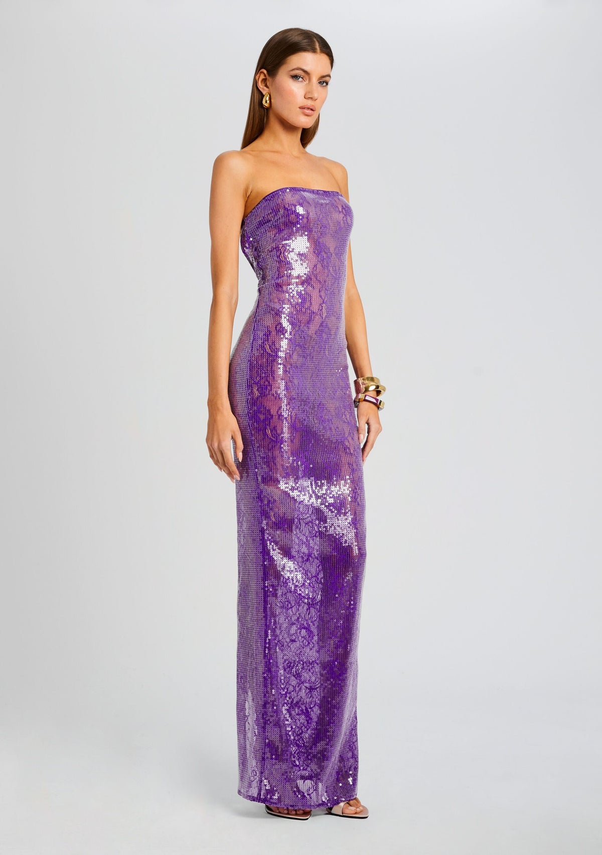 Lucia Sequin Lace Dress by retrofête in Amethyst, product image 3