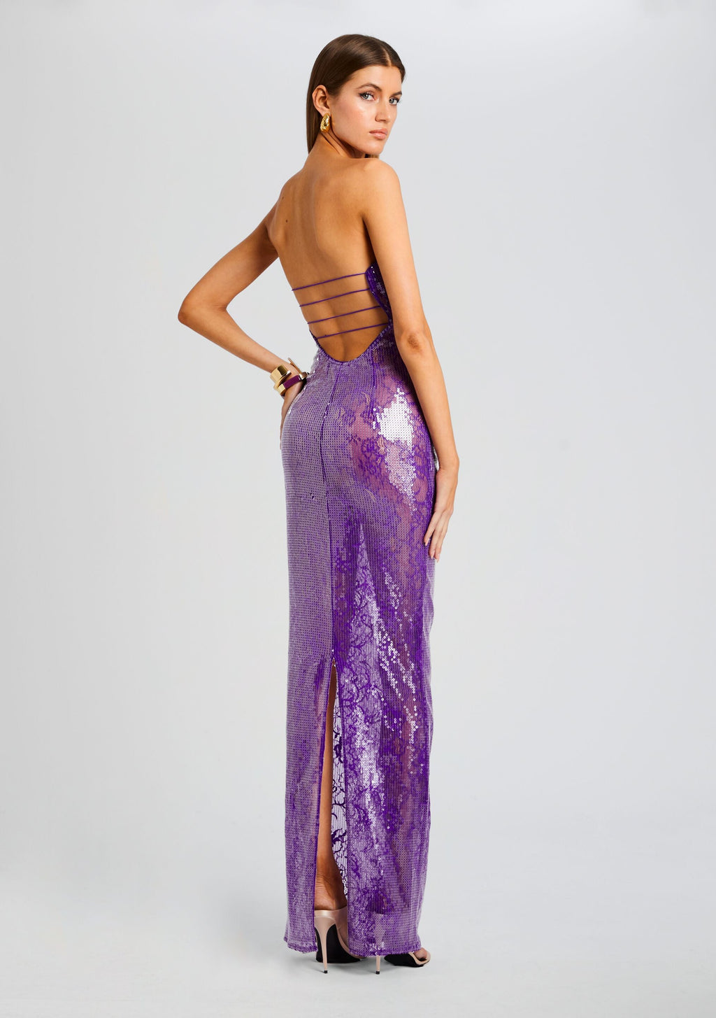 Lucia Sequin Lace Dress by retrofête in Amethyst, product image 1