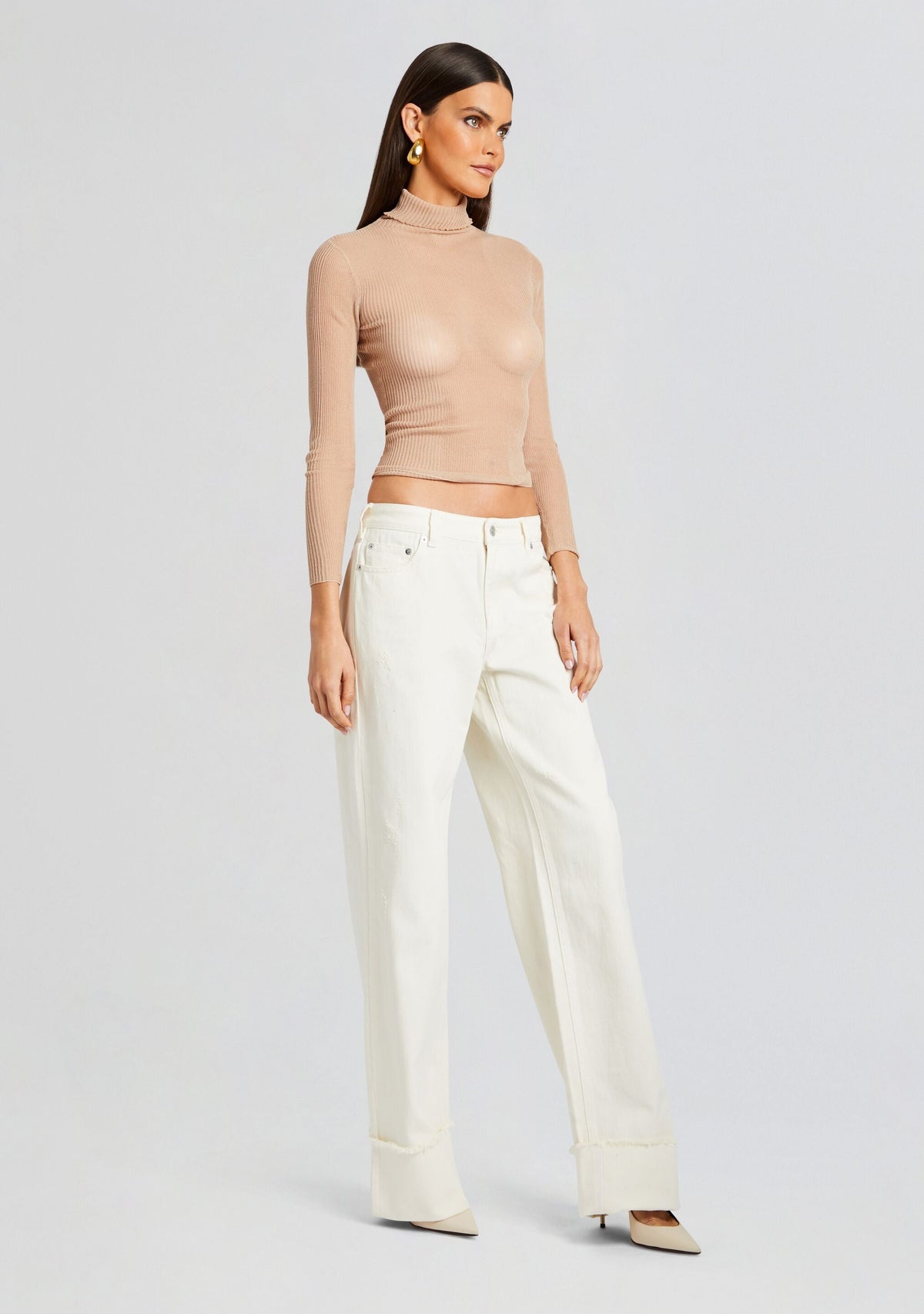 Margot Cuffed Boyfriend Jean by SEROYA in Off White, product image 3