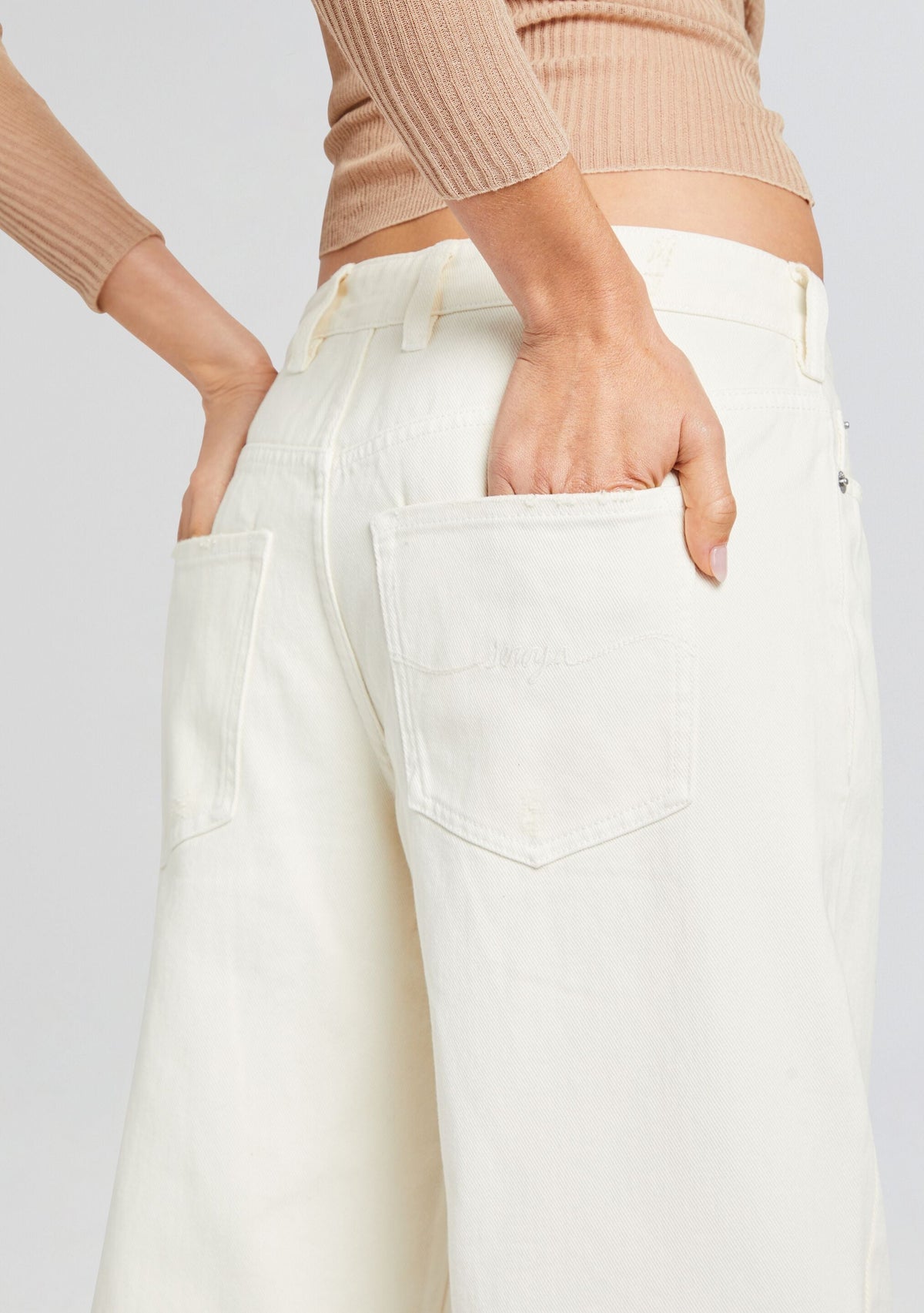 Margot Cuffed Boyfriend Jean by SEROYA in Off White, product image 2