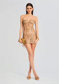 Matilda Embellished Lace Dress by retrofête in Tannin, product image 1