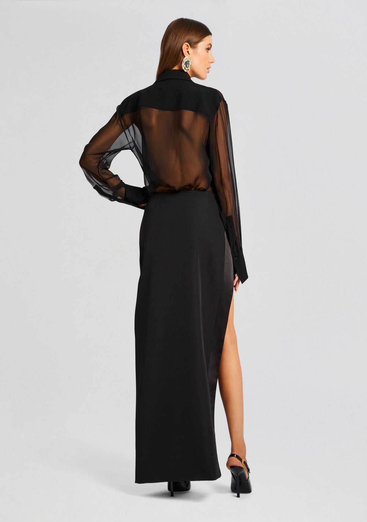 Meghan Panelled Silk Blouse by Sans Faff in Black, product image 4