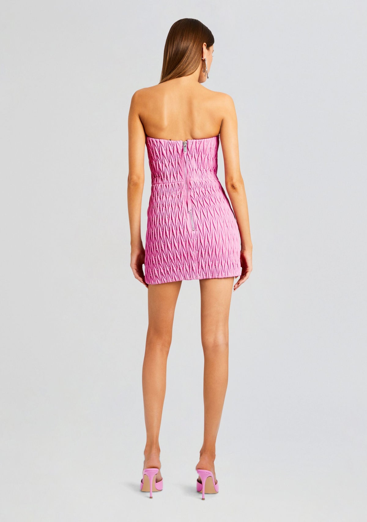 Vianne Embellished Leather Dress by retrofête in Begonia Pink, product image 4