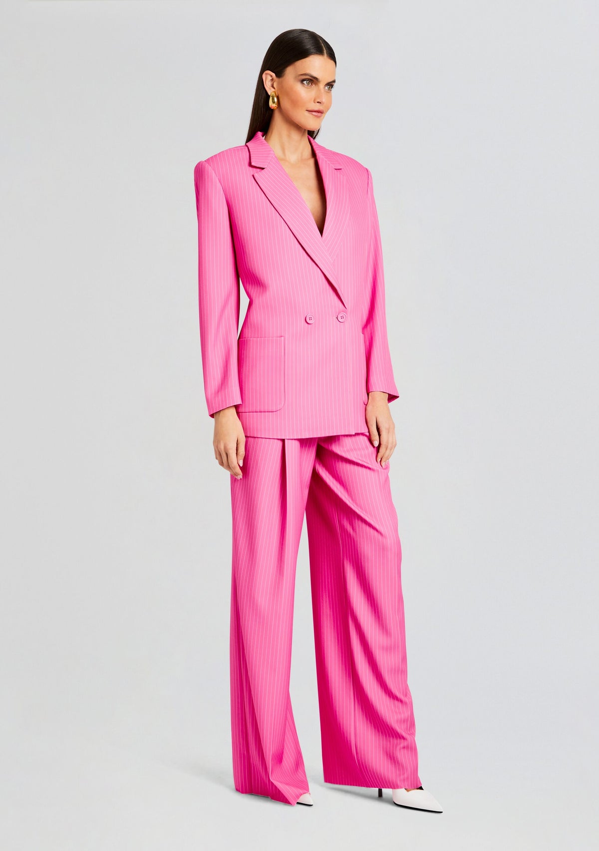 Natasha Blazer by SEROYA in Pink/White Stripe, product image 3