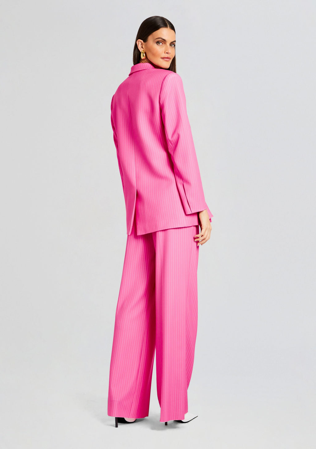 Natasha Blazer by SEROYA in Pink/White Stripe, product image 4