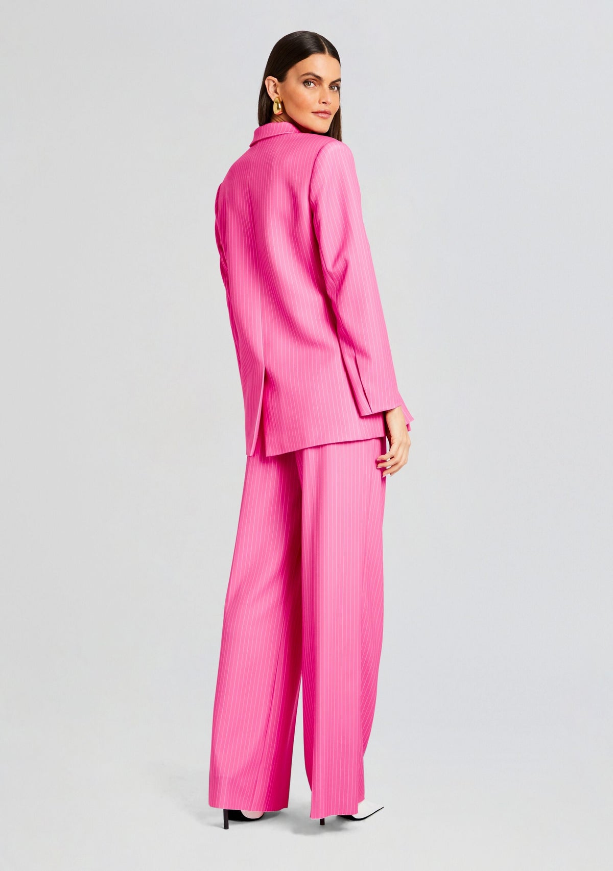 Natasha Blazer by SEROYA in Pink/White Stripe, product image 4