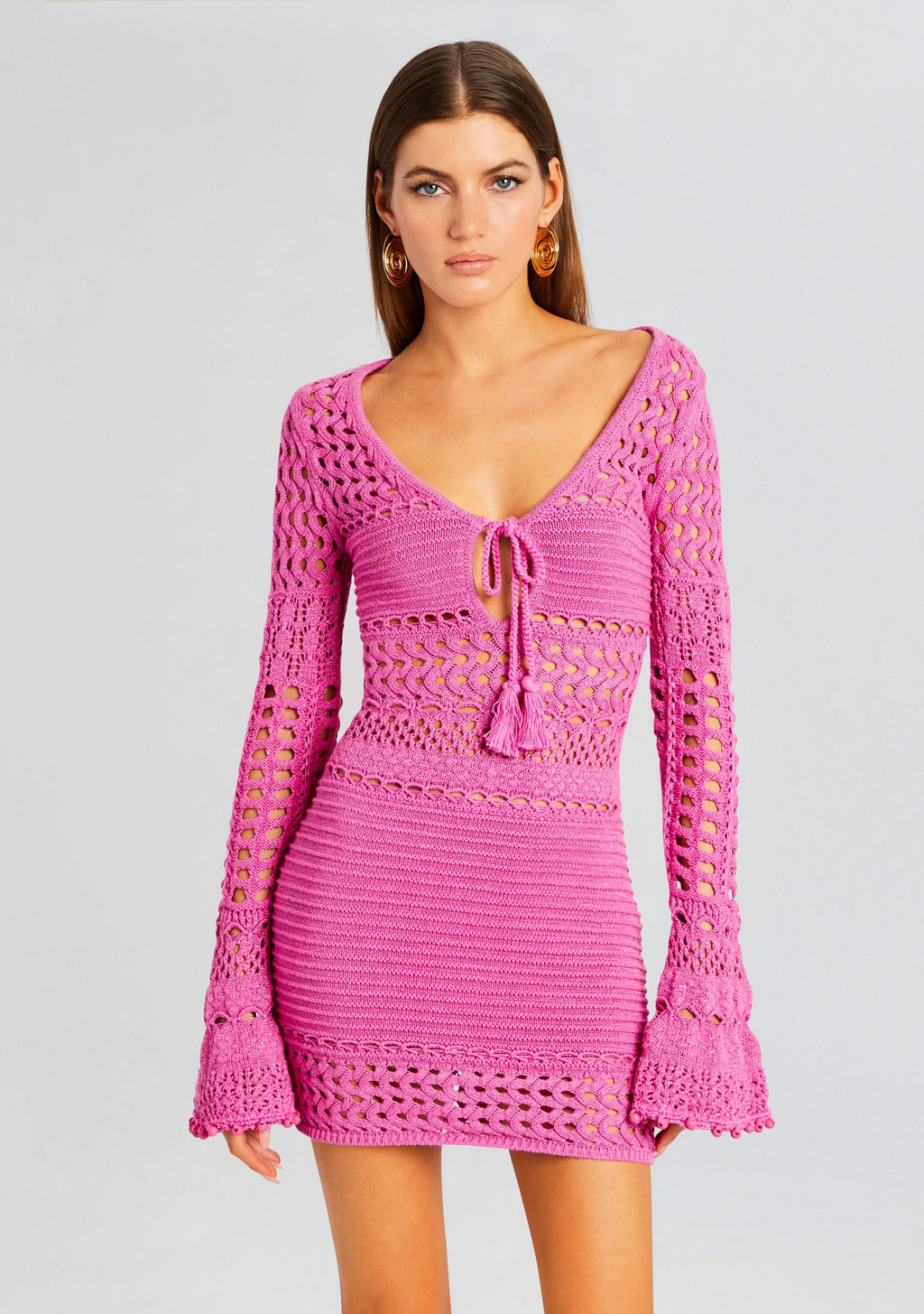Peony Knit Crochet Dress by retrofête in Paradise Pink, product image 5
