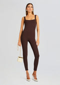 Sabrina Sleeveless Enviro Rib Catsuit by Sans Faff in Brown, product image 1