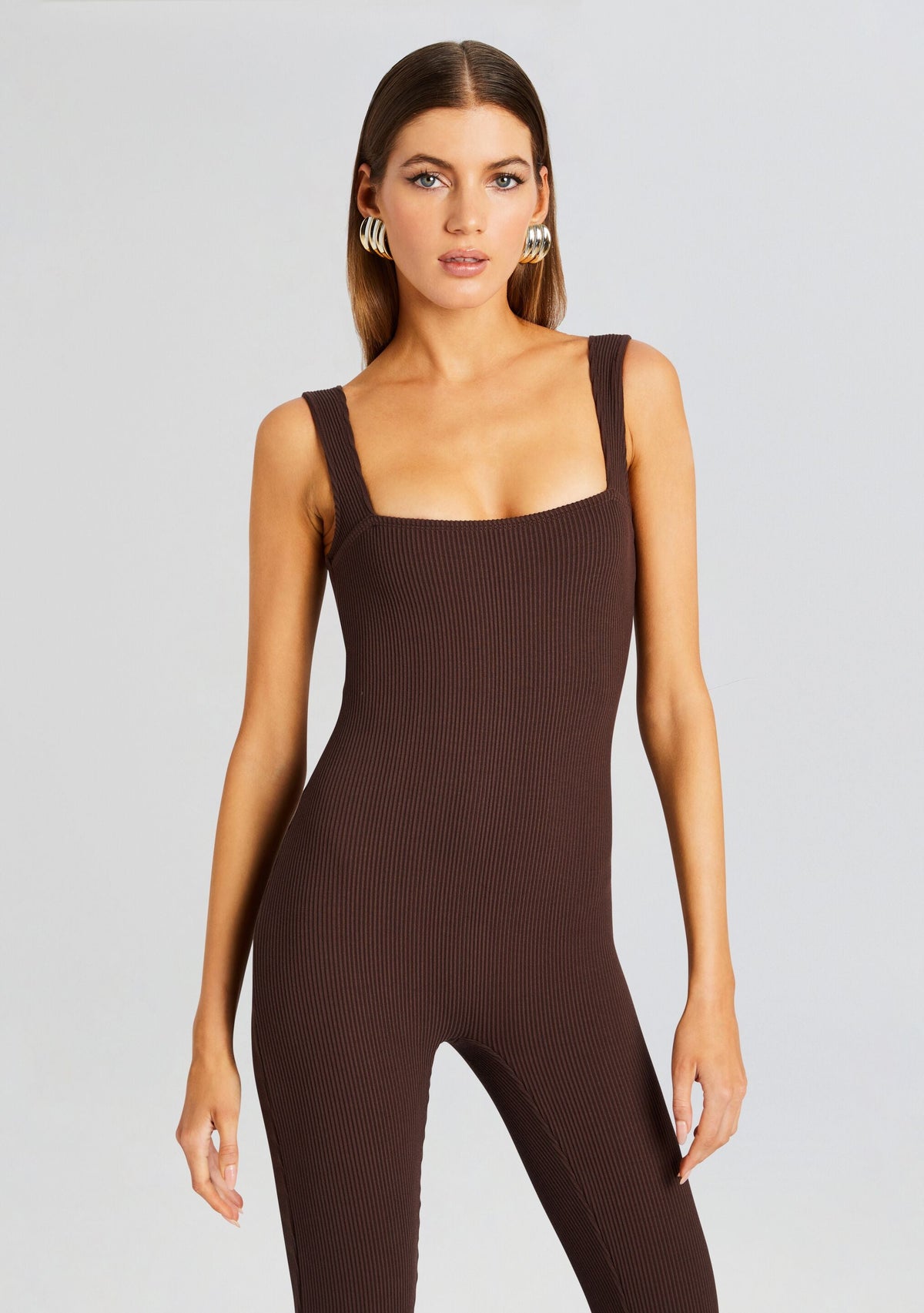 Sabrina Sleeveless Enviro Rib Catsuit by Sans Faff in Brown, product image 5