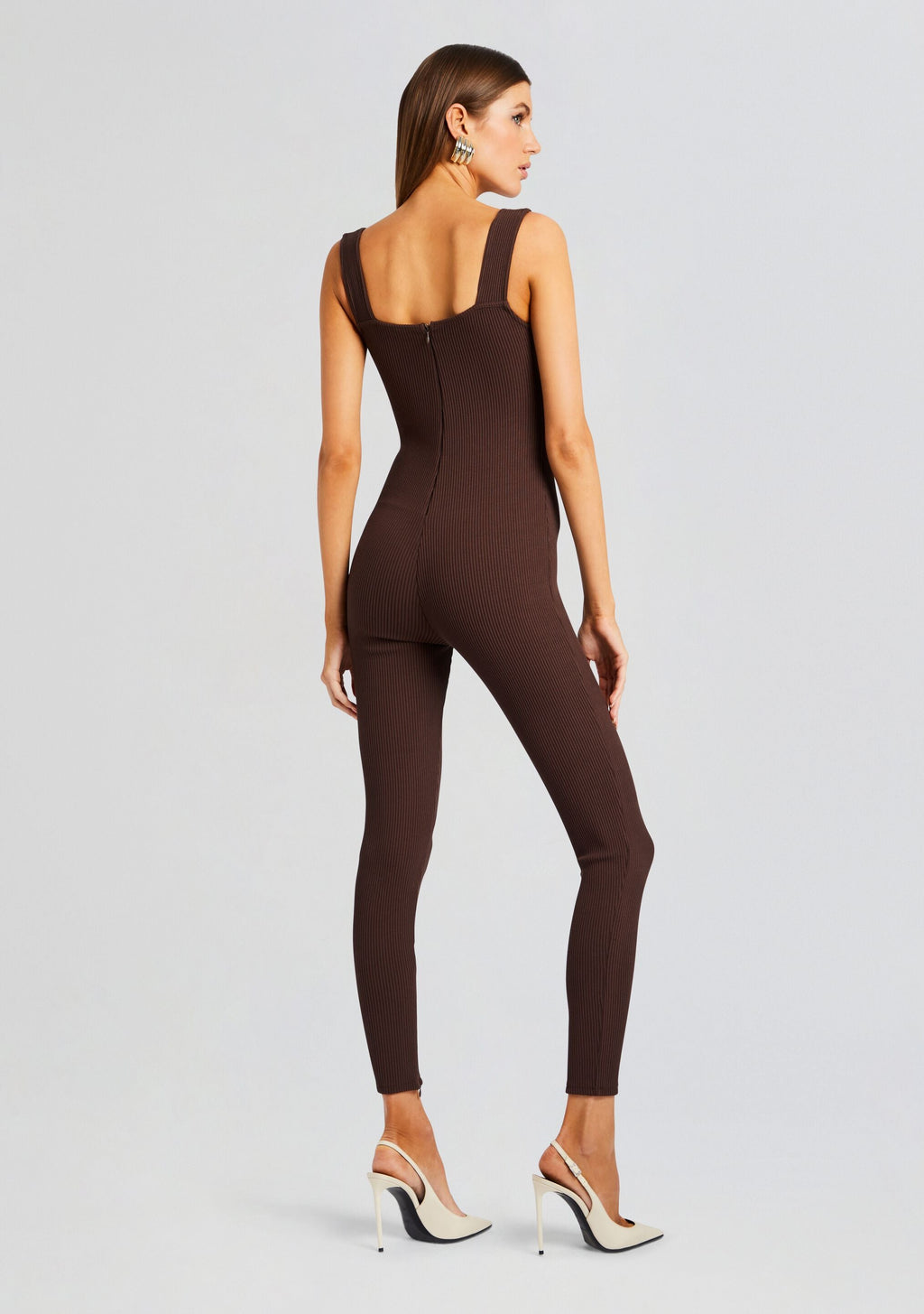 Sabrina Sleeveless Enviro Rib Catsuit by Sans Faff in Brown, product image 4
