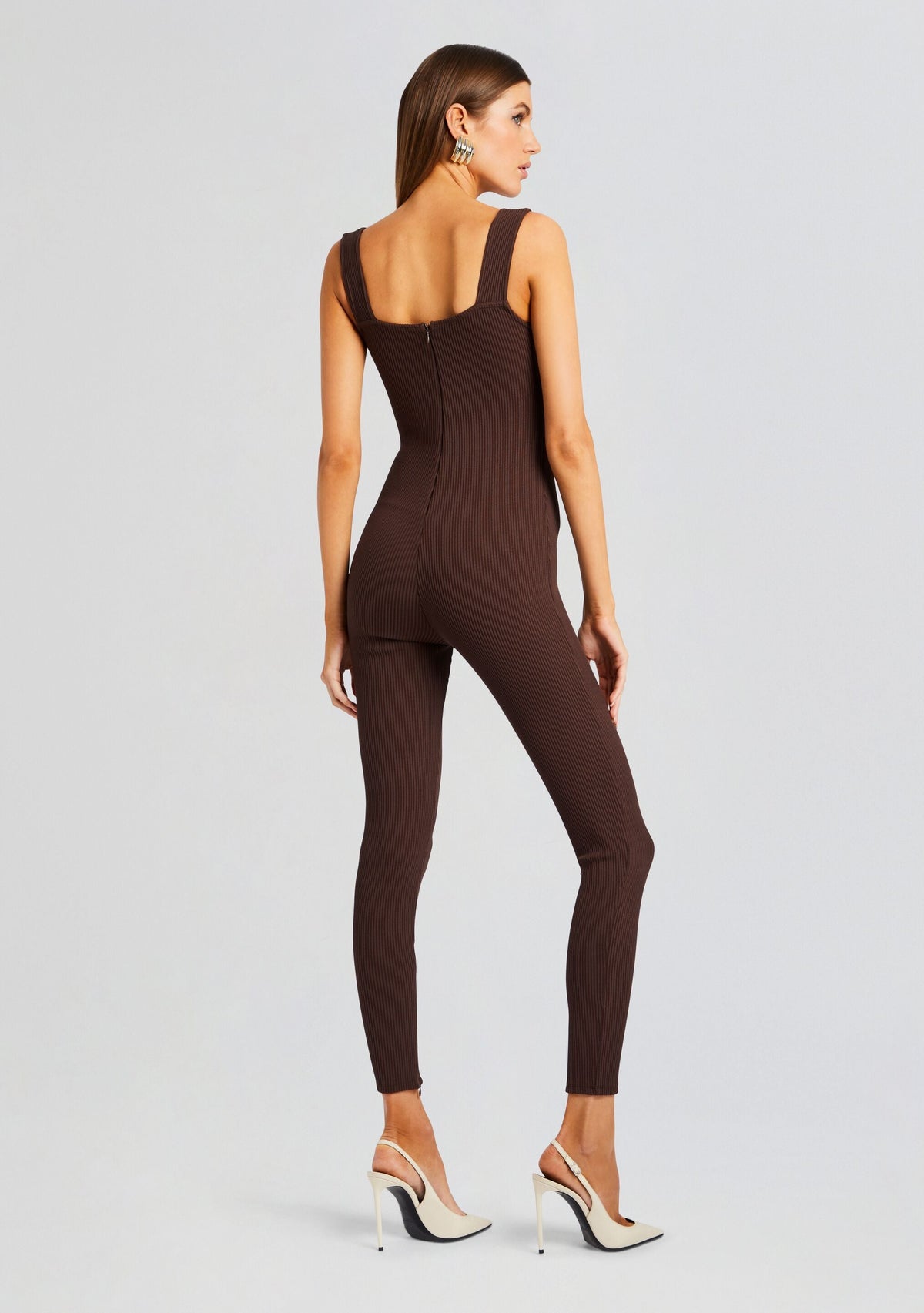 Sabrina Sleeveless Enviro Rib Catsuit by Sans Faff in Brown, product image 4