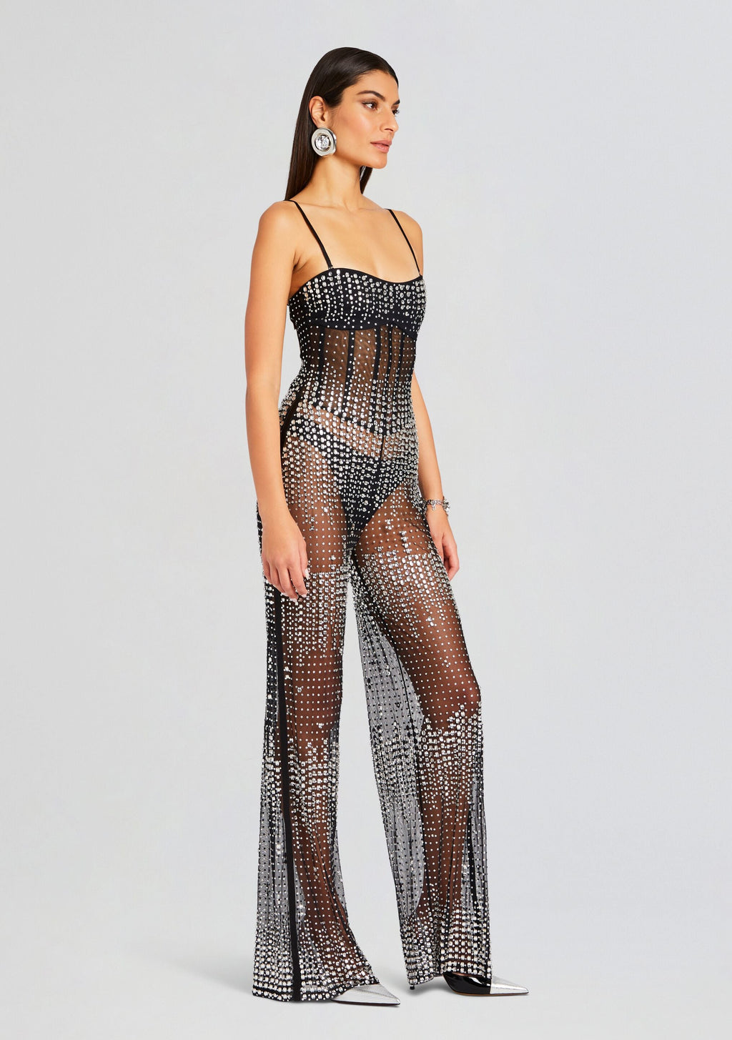 Adelynne Sequin Jumpsuit by retrofête in Black/Silver, product image 3