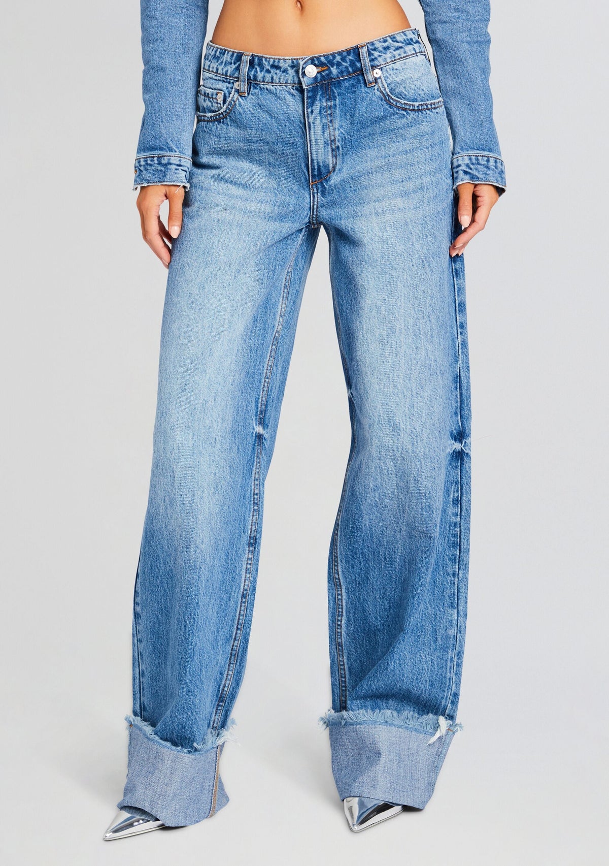 Margot Cuffed Boyfriend Jean by SEROYA in River, product image 1
