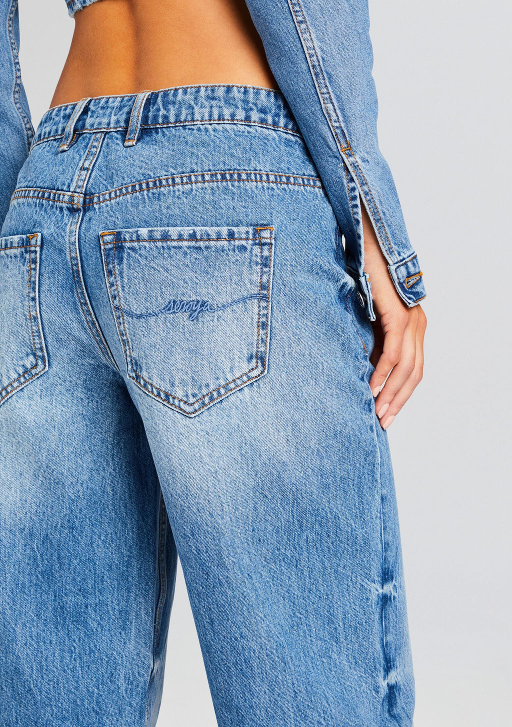 Margot Cuffed Boyfriend Jean by SEROYA in River, product image 2