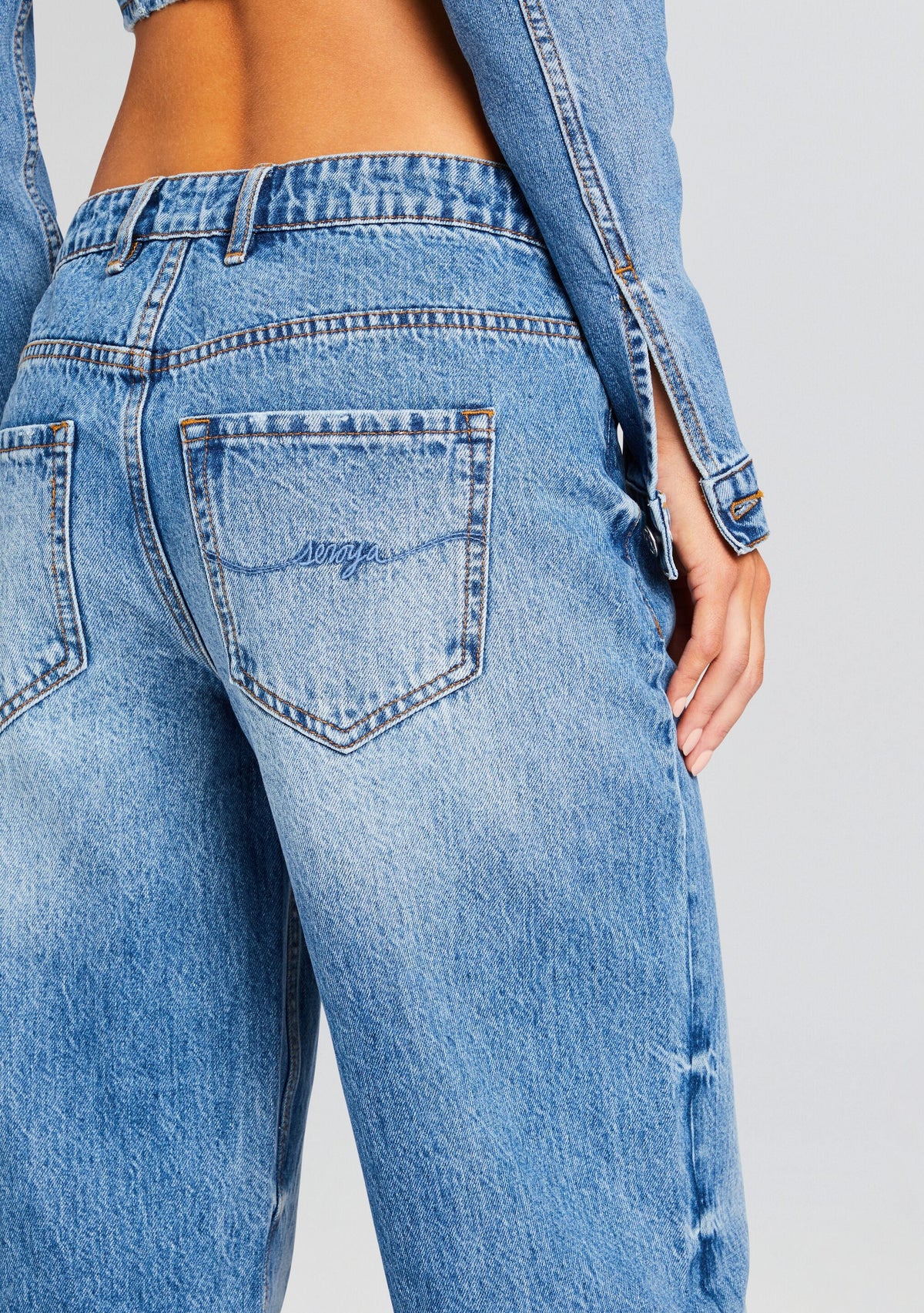Margot Cuffed Boyfriend Jean by SEROYA in River, product image 2