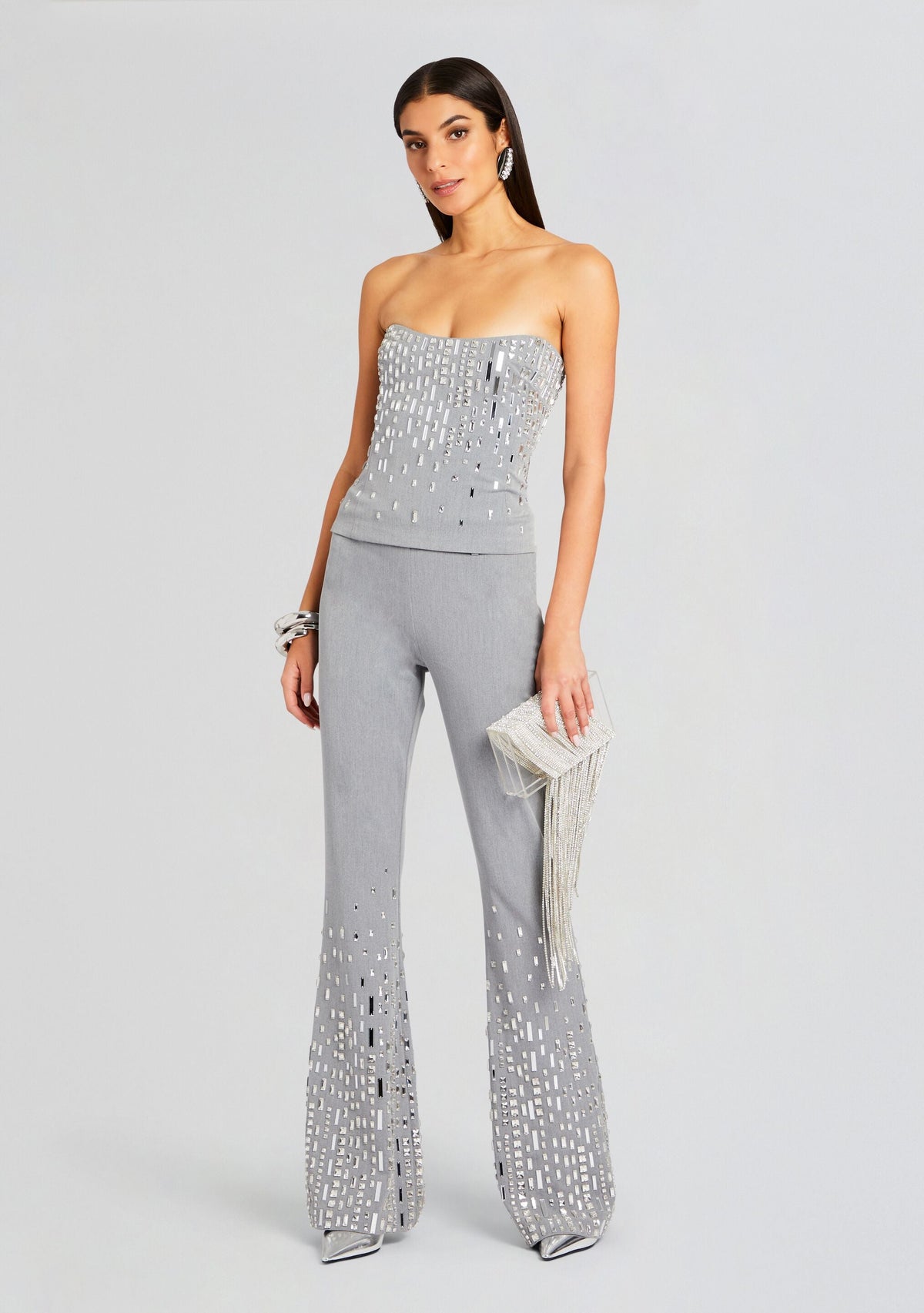 Chloe Embellished Top by retrofête in Gray/Silver, product image 5