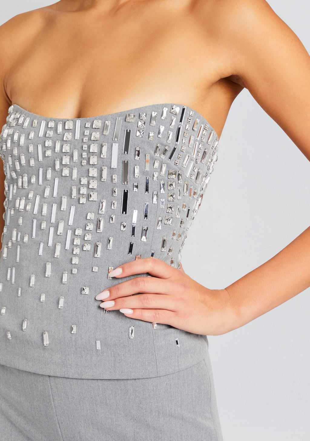 Chloe Embellished Top by retrofête in Gray/Silver, product image 2