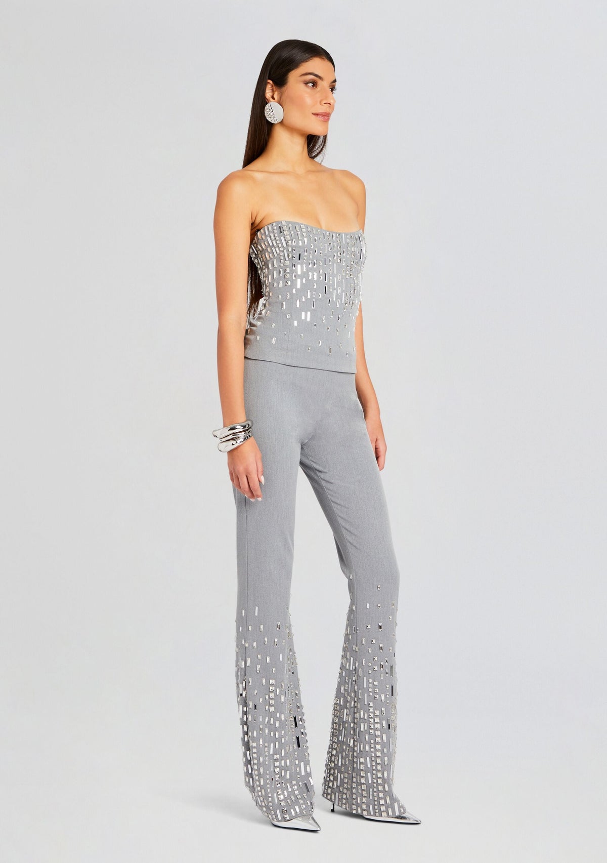 Chloe Embellished Top by retrofête in Gray/Silver, product image 3