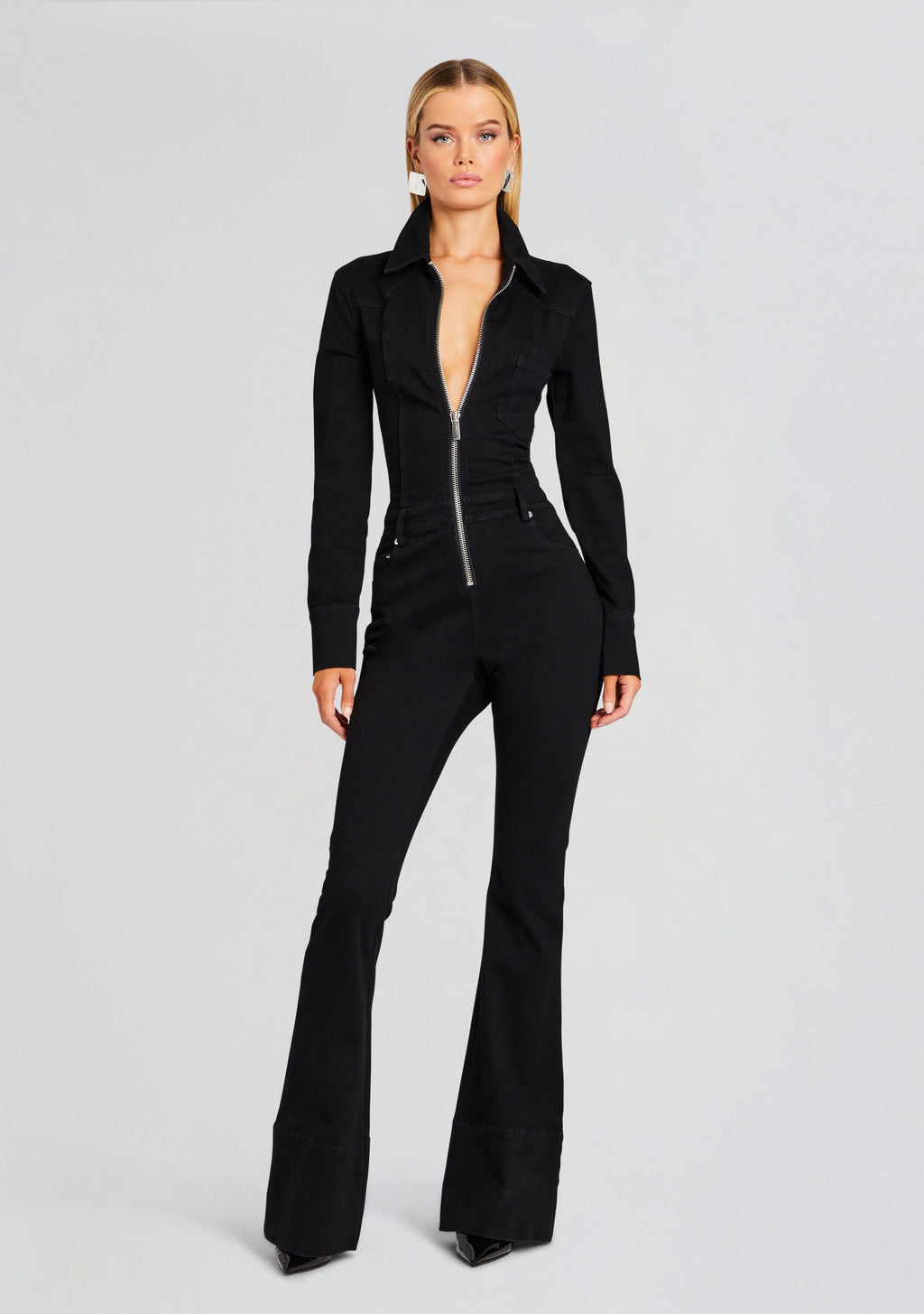 Deedee Denim Jumpsuit by SEROYA in Stone Black, product image 1