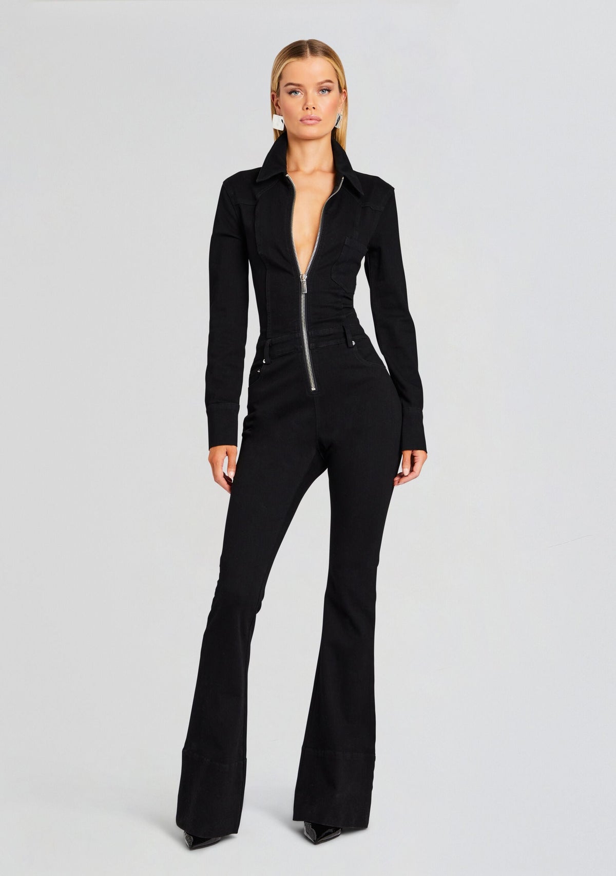 Deedee Denim Jumpsuit by SEROYA in Stone Black, product image 1