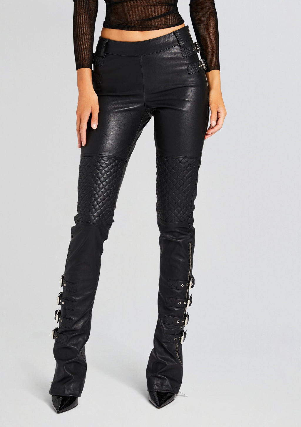 Della Leather Pant by retrofête in Black, product image 1