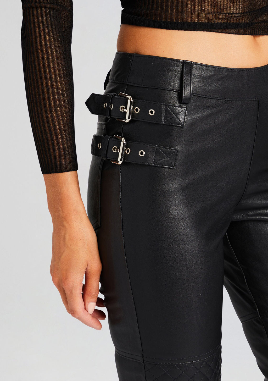Della Leather Pant by retrofête in Black, product image 2
